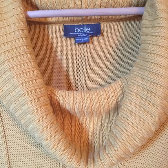 Honey Yellow Cowl Neck Pleated Sweater Dress - Picture 3 of 12